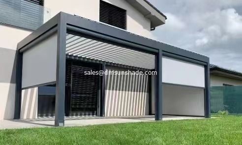 Outdoor Intelligent Adjustable Garden Aluminum Pergola With Waterproof Zip Blinds