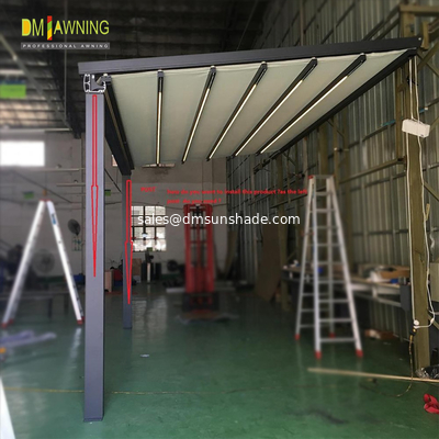 Retractable Outdoor Pergola Awning Kits Aluminum PVC Sail Pergola Automatic Roof